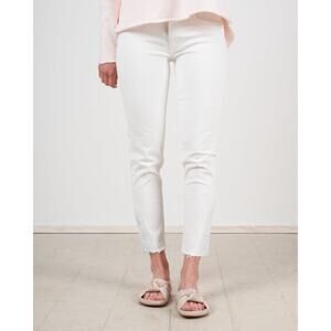 Moussy Burnside Skinny Distressed Hem Jeans in 010 White 25